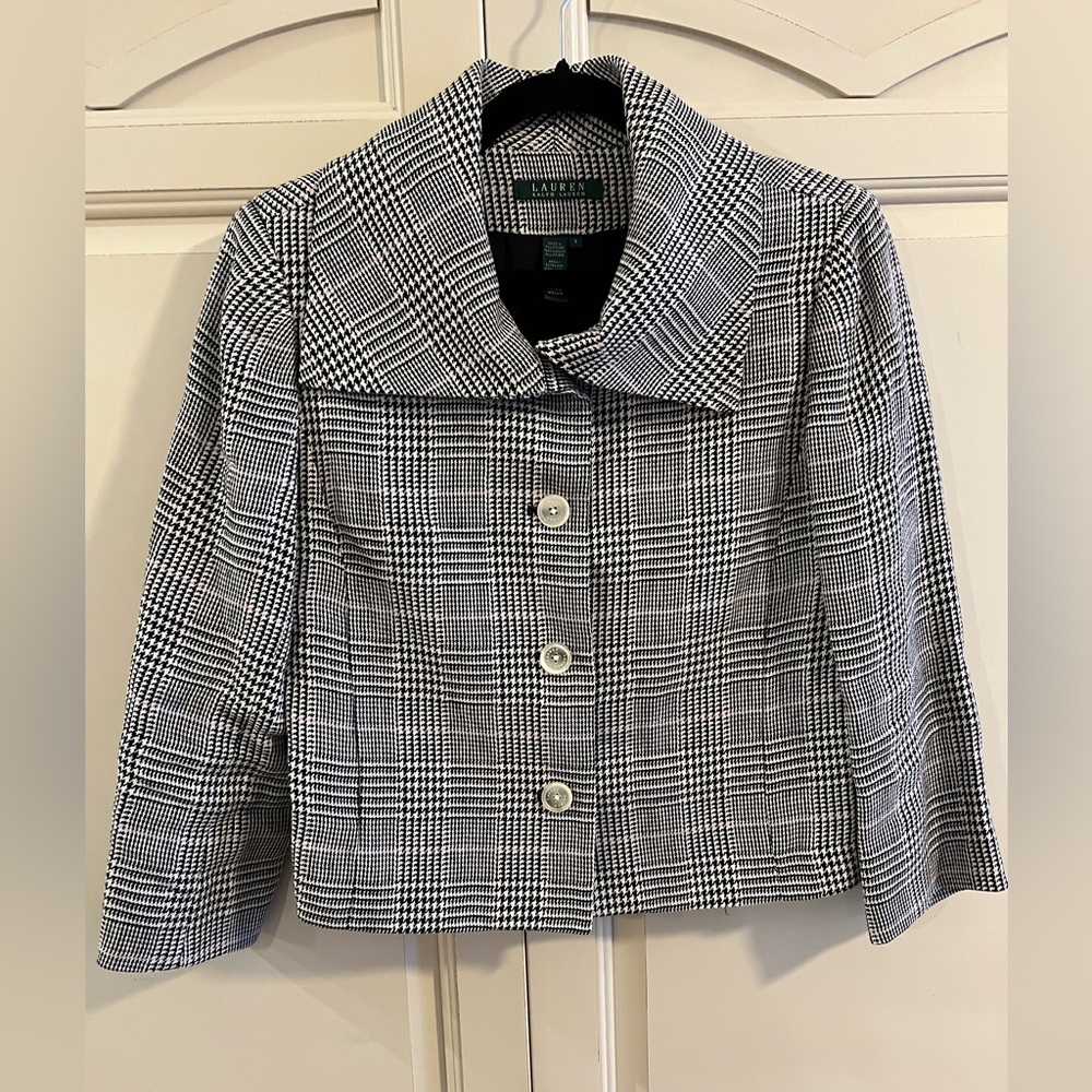 Ralph Lauren black and white and light pink plaid jacket